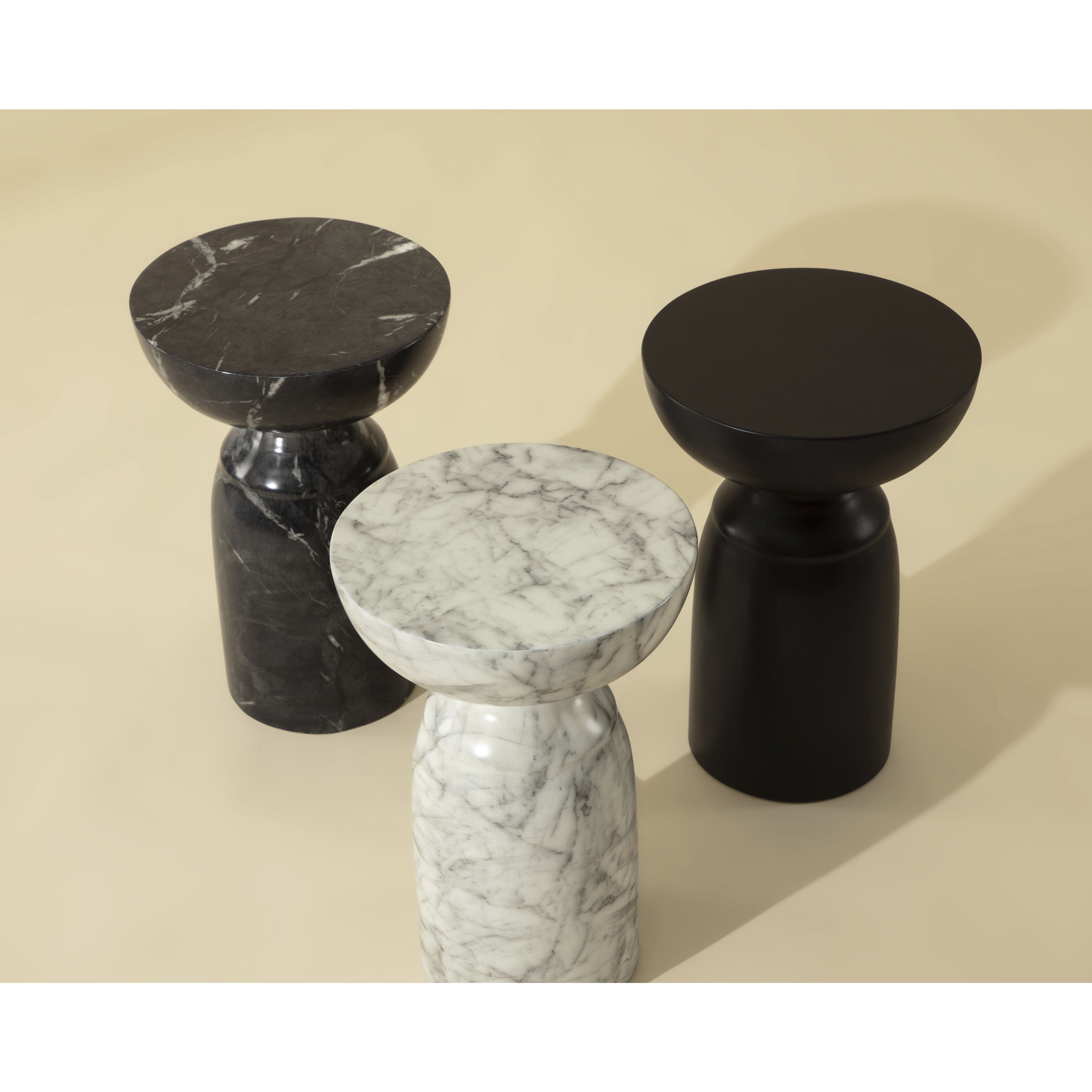 Goya 20 X 13.5 inch Marble Look / Black Outdoor End Table